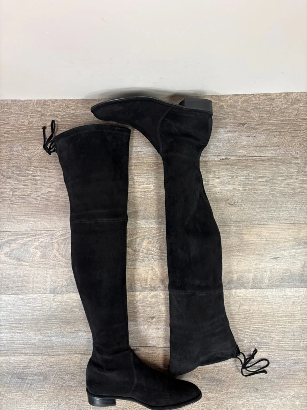 Stuart Weitzman Lowland Over-the-Knee Boots Black Suede Size 7.5